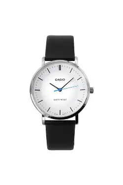 Casio MTP-VT04L-7E men’s analog wristwatch with silver dial and black leather strap minimalist classic design Main image