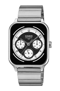 Casio MTP-M307D-1B men’s stainless steel analog watch with black dial and silver bracelet, classic formal wristwatch design Main image