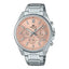 Casio Edifice EFV-650D-4A men's salmon pink dial stainless steel chronograph watch
