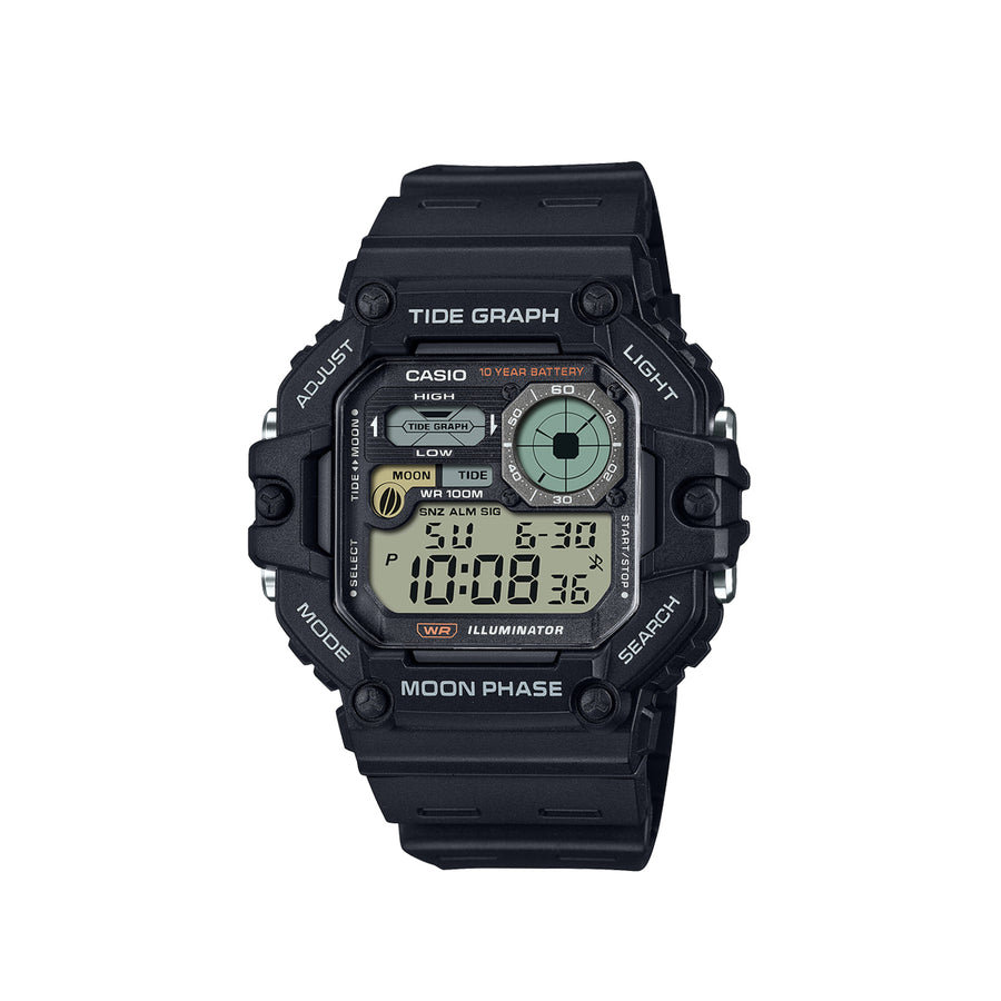 Casio WS-1700H-1A digital sports watch with black resin strap and LED display for men