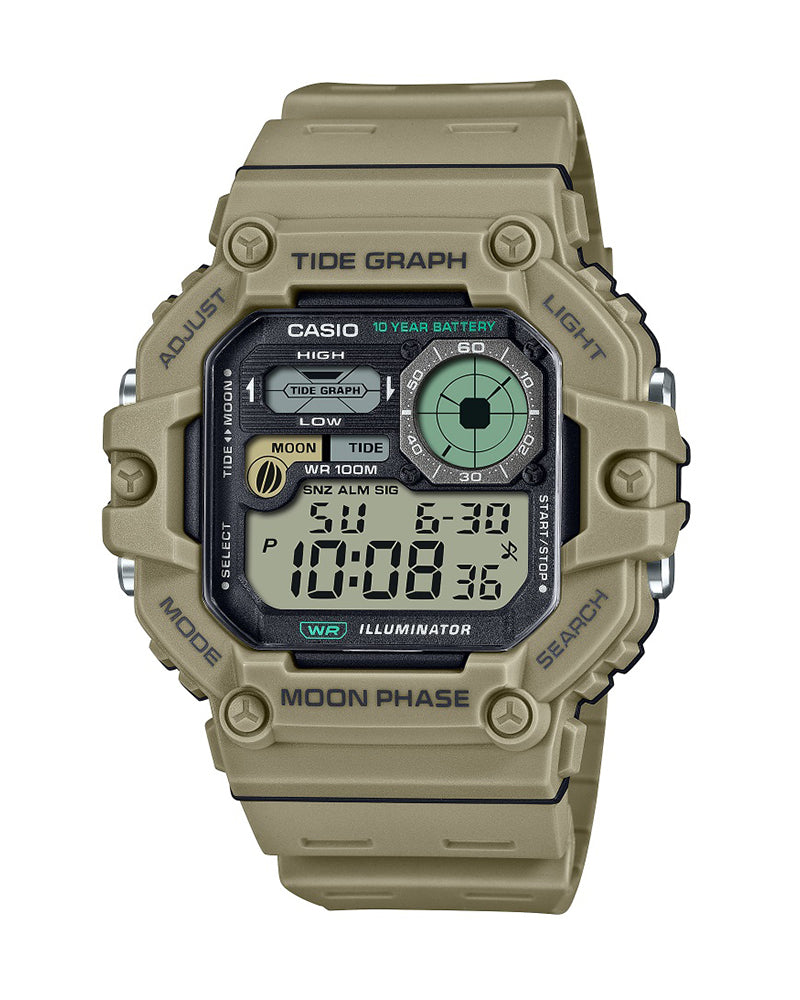 Casio General WS-1700H-5A Digital Watch with brown strap and water-resistant design