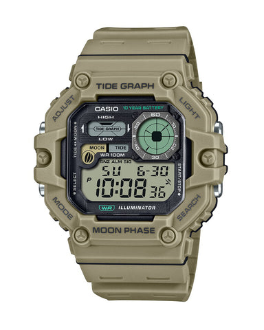Casio General WS-1700H-5A Digital Watch with brown strap and water-resistant design
