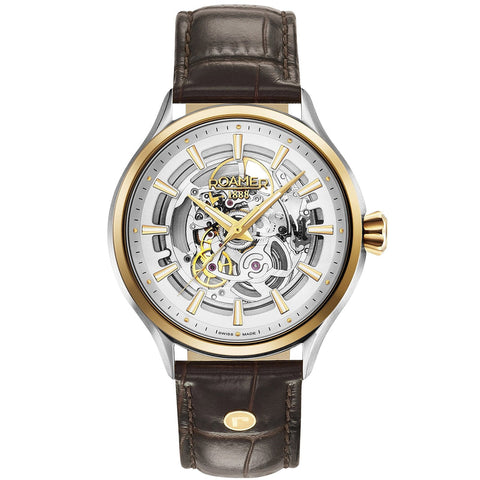 Roamer 101663 47 15 05N COMPETENCE SKELETON III BROWN STRAP WRISTWATCH