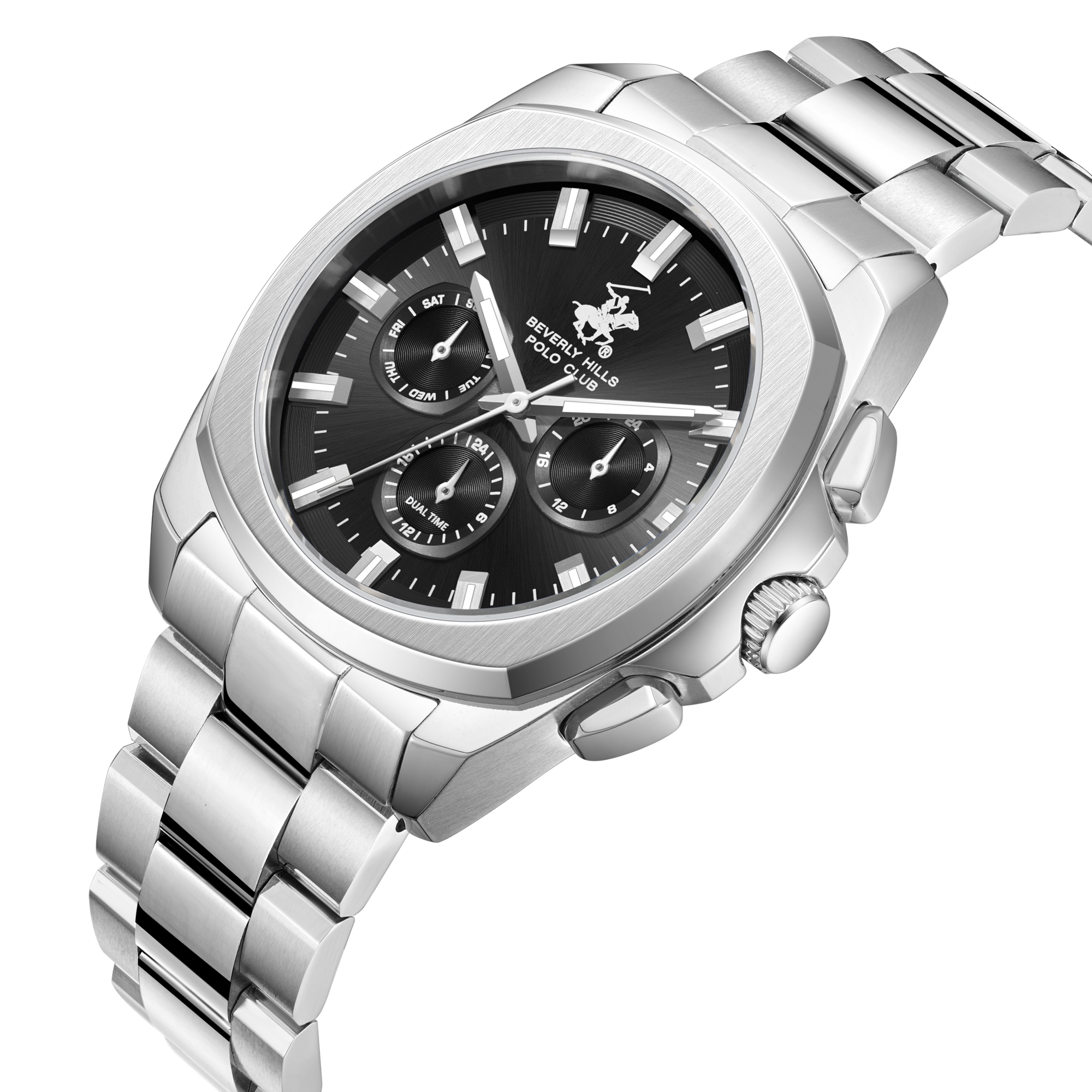 Beverly Hills Polo Club BP3907X.350 Men's Gun Black Dial Steel Strap Watch Secondary image