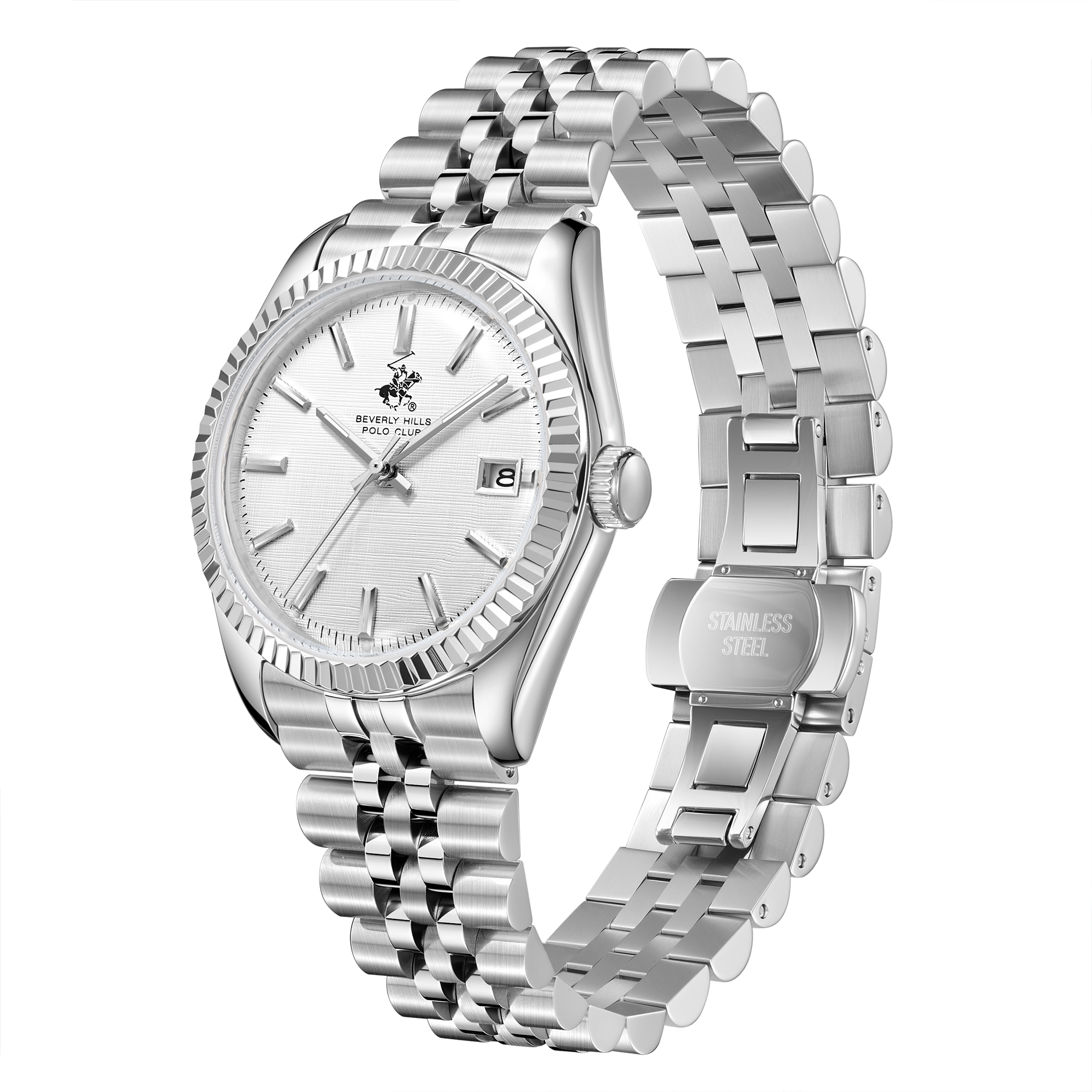 Beverly Hills Polo Club BP3911X.330 Men's Steel+Leather Strap & Clasp Detail - Zamana