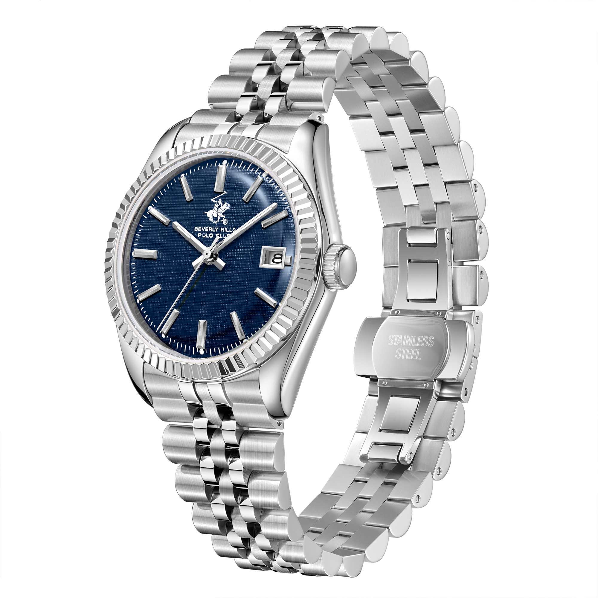 Beverly Hills Polo Club BP3911X.390 Men's Dark Blue Leather & Steel Strap Watch Secondary image