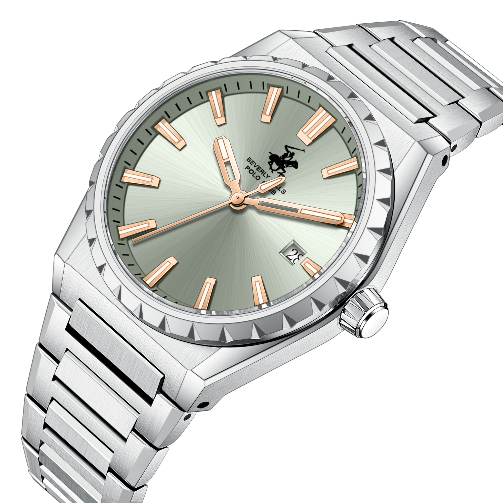 Beverly Hills Polo Club BP3918X.370 Men's Green Dial Steel Strap Watch Secondary image