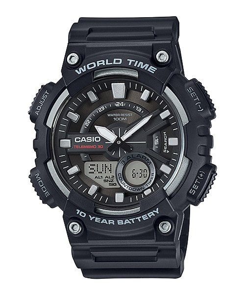 Casio AEQ - 110W - 1AVDF Youth - Combination Analog - Digital Black Dial Men's Watch - Zamana.pk Main image