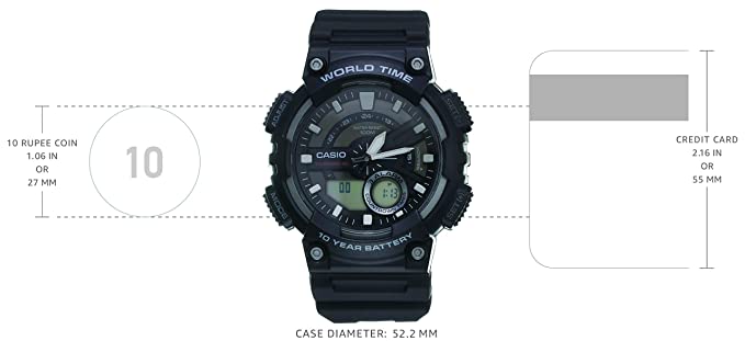 Casio AEQ 110W 1AVDF Youth Combination Analog Digital Black Dial Men s Zamana.pk