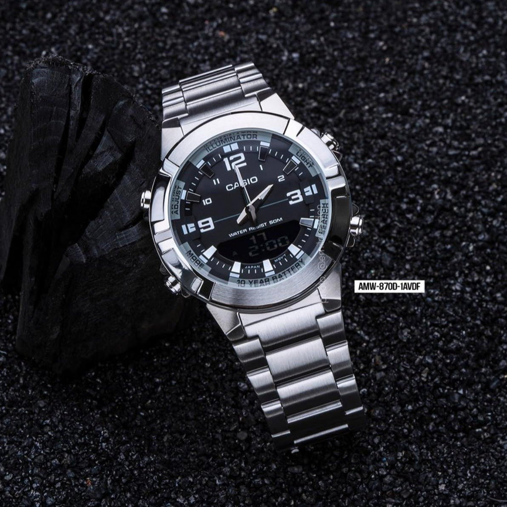 Casio Analog AMW - 870D - 1AVDF Mens Watch With Stainless Steel Band - Zamana.pk