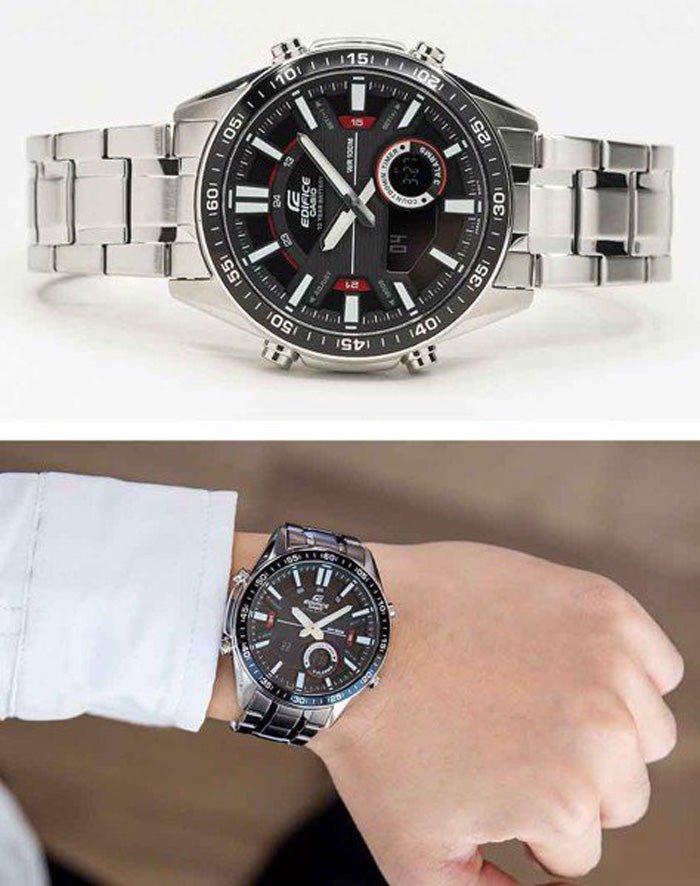 Casio Edifice Analog - Digital Black Dial Men's Watch - EFV - C100D - 1AVDF (EX438) - Zamana.pk