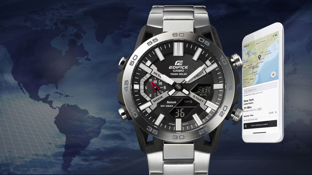 Casio Edifice ECB - 2000D - 1A Solar Carbon bezel Mobile Link ECB - 2000D - 1A Men's Watch - Zamana.pk