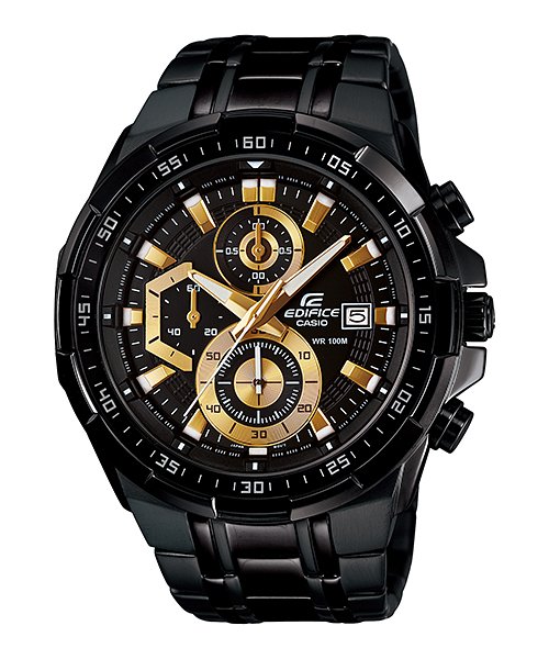 Casio Edifice EFR - 539BK - 1AV Black Dial with Golden Hands Men's Watch - Zamana.pk Main image