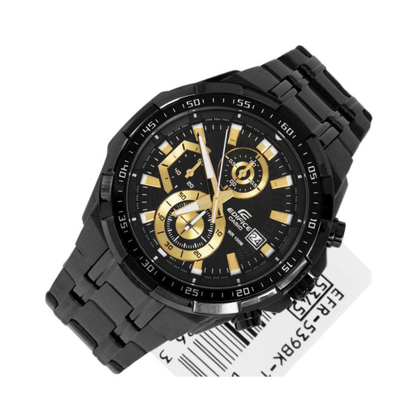Casio Edifice EFR - 539BK - 1AV Black Dial with Golden Hands Men's Watch - Zamana.pk