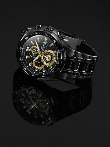 Casio Edifice EFR - 539BK - 1AV Black Dial with Golden Hands Men's Watch - Zamana.pk