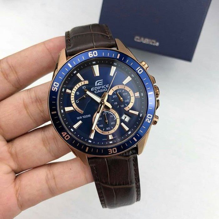 CASIO EDIFICE EFR-552GL-2A MEN'S CHRONOGRAPH LEATHER STRAP WATCH EFR-552GL-2AV Secondary image