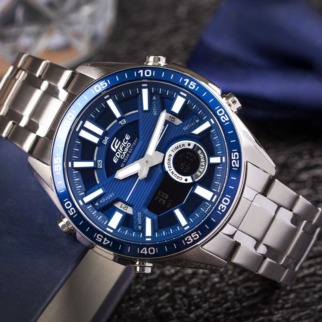 Casio Edifice EFV - C100D - 2AVDF Analog - Digital Blue Dial Men's Watch - (EX440) - Zamana.pk Main image