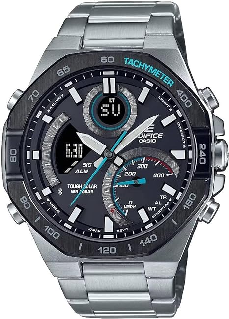 Casio Edifice Men's Watch - ECB - 950DB - 1ADF Black Dial, Silver Band, Bluetooth - Zamana.pk Main image