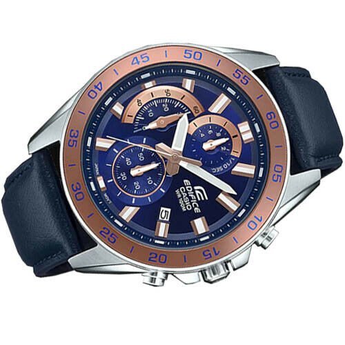 CASIO EDIFICE STANDARD CHRONOGRAPH DARK BLUE LEATHER STRAP WATCH EFV - 550L - 2A - Zamana.pk