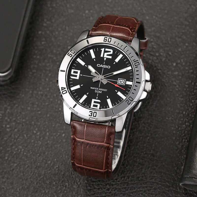 Casio Enticer Analog Black Dial Men's Watch - MTP - VD01L - 1BVUDF - Zamana.pk