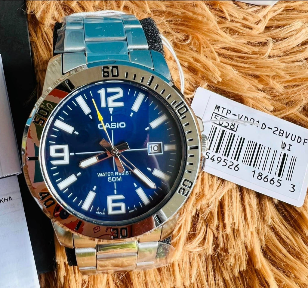 Casio Enticer Analog Blue Dial Men's Watch - MTP - VD01D - 2BVUDF - Zamana.pk