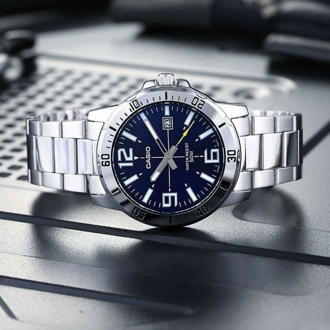 Casio Enticer Analog Blue Dial Men's Watch - MTP - VD01D - 2BVUDF - Zamana.pk Main image