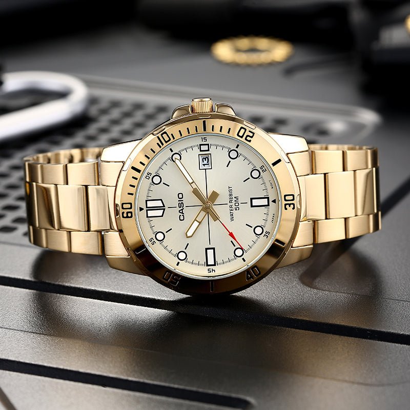 Casio Enticer Analog Gold Dial Men's Watch - MTP - VD01G - 9EVUDF - Zamana.pk