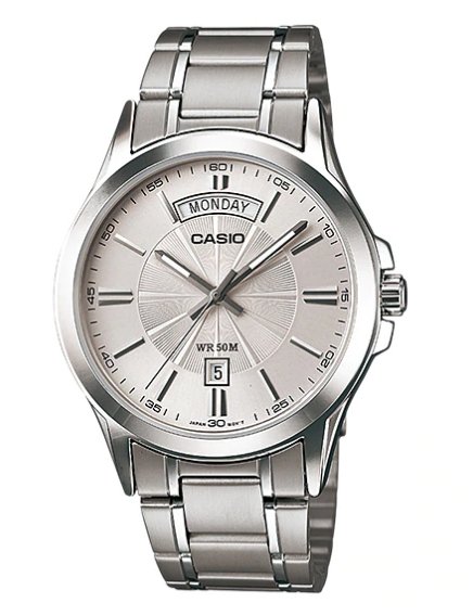 Casio Enticer Analog Silver Dial Men's Watch - MTP - 1381D - 7AVDF (A841) - Zamana.pk Main image