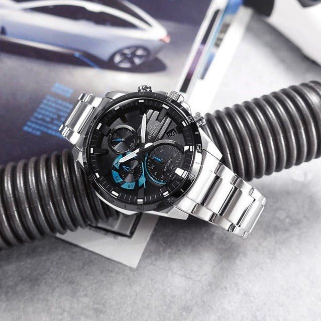 Casio - EQS - 940DB - 1B - Solar Powered Chronograph Stainless Steel Watch For Men - Zamana.pk Main image
