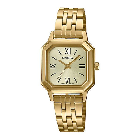 Casio General LTP - E169G - 9BDF Ladies Gold Dial Gold Stainless Steel Strap - Zamana.pk