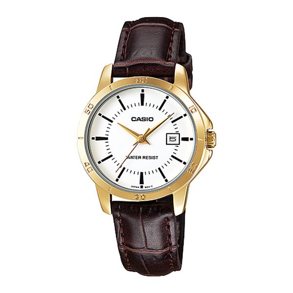 Casio Ladies LTP - V004GL - 7AUDF Date Quartz Watch with Genuine Leather - Zamana.pk