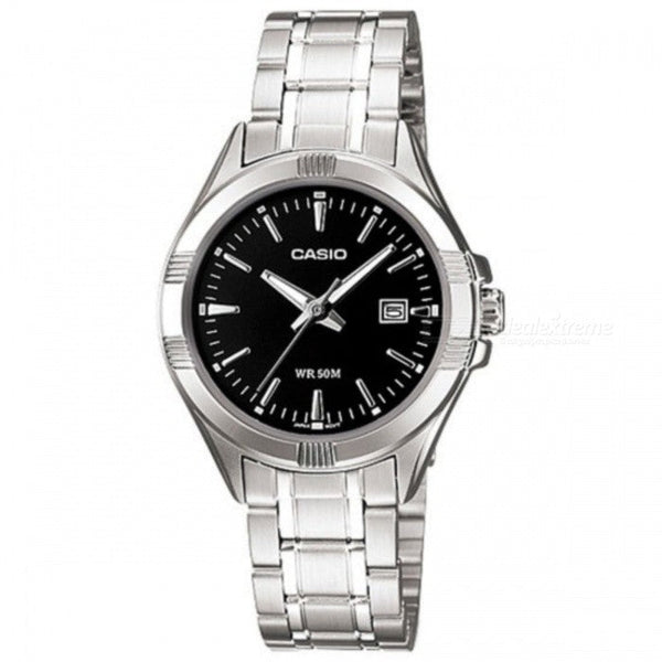 Casio LTP - 1308D - 1AVDF Women's Stainless Steel Analog Date Black Dial Watch - Zamana.pk