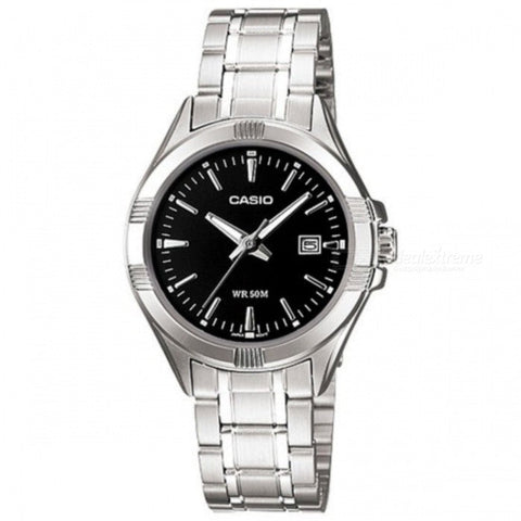 Casio LTP - 1308D - 1AVDF Women's Stainless Steel Analog Date Black Dial Watch - Zamana.pk