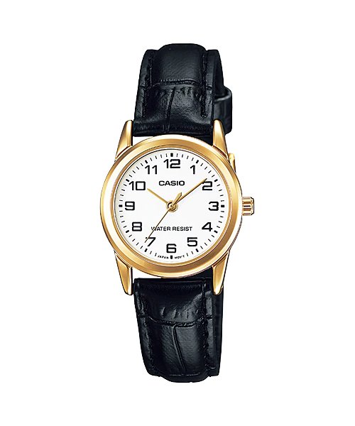 Casio LTP - V001GL - 7BUDF Women's Watch Analogue Leather Black Quartz - Zamana.pk Main image