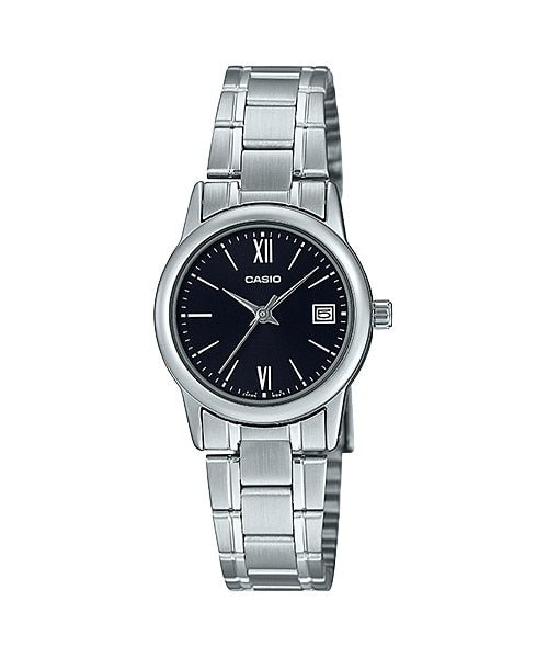 Casio LTP - V002D - 1B3UDF Women's Standard Stainless Steel Black Dial Date Watch - Zamana.pk