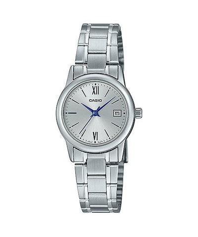 Casio LTP - V002D - 7B3UDF Women's Standard Stainless Steel Silver Dial Date Watch - Zamana.pk