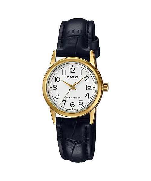 Casio LTP - V002GL - 7B2 Women's Gold Tone Leather Band Easy Reader Dial Date Watch - Zamana.pk Main image