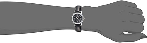 Casio LTP - V002L - 1BUDF Women's Standard Analog Leather Band Black Dial Date Watch - Zamana.pk