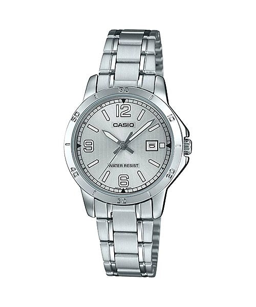 Casio LTP - V004D - 7B2 Women's Dress Stainless Steel Silver Dial Date Watch - Zamana.pk