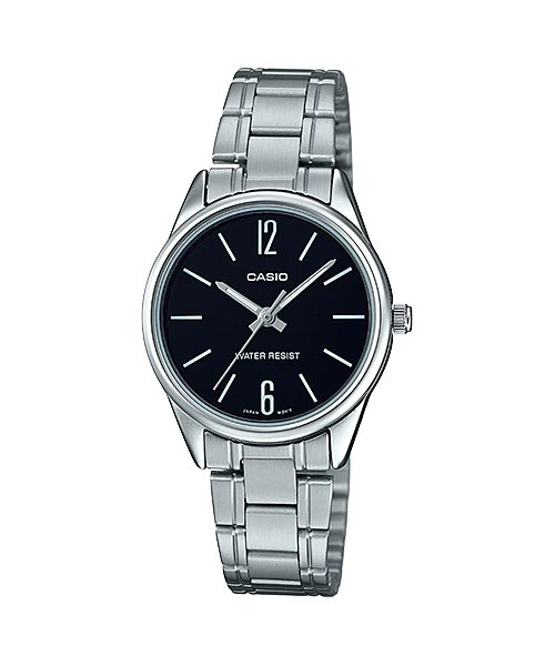 Casio LTP - V005D - 1B Women's Stainless Steel Black Dial 3 - Hand Analog Dress Watch - Zamana.pk