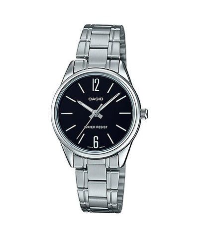Casio LTP - V005D - 1B Women's Stainless Steel Black Dial 3 - Hand Analog Dress Watch - Zamana.pk