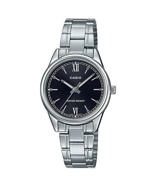 Casio LTP - V005D - 1B2 Women's Stainless Steel Roman Black Dial 3 - Hand Analog Dress Watch - Zamana.pk Main image