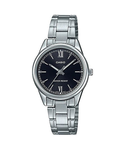 Casio LTP - V005D - 1B2 Women's Stainless Steel Roman Black Dial 3 - Hand Analog Dress Watch - Zamana.pk