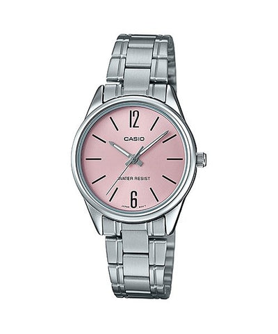 Casio LTP - V005D - 4B Women's Standard Stainless Steel Pink Dial 3 - Hand Analog Watch - Zamana.pk