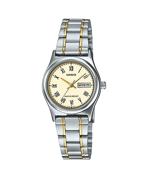 Casio LTP - V006SG - 9B Two Tone Roman Dial Female Watch - Zamana.pk