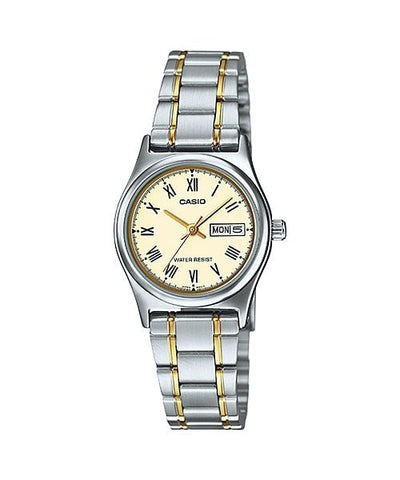 Casio LTP - V006SG - 9B Two Tone Roman Dial Female Watch - Zamana.pk