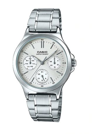 Casio LTP - V300D - 7A Women's Standard Stainless Steel Multifunction White Dial Watch - Zamana.pk Main image