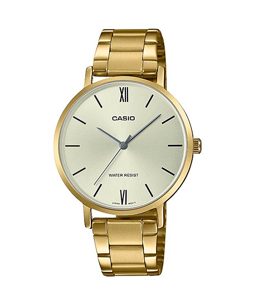 Casio LTP - VT01G - 9B Analog Women Watch Gold Stainless Steel - Zamana.pk