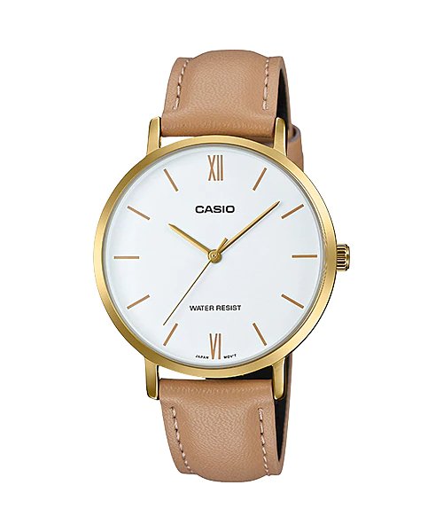 Casio LTP - VT01GL - 7B Women's Leather Band White Dial Analog Watch - Zamana.pk Main image