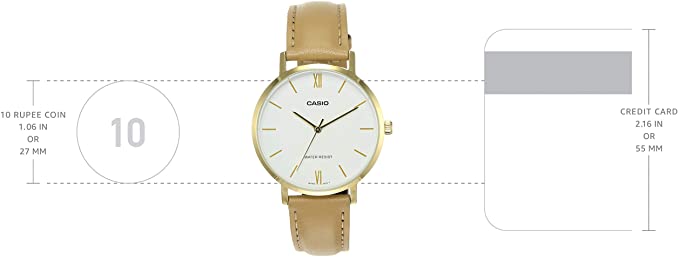 Casio LTP - VT01GL - 7B Women's Leather Band White Dial Analog Watch - Zamana.pk